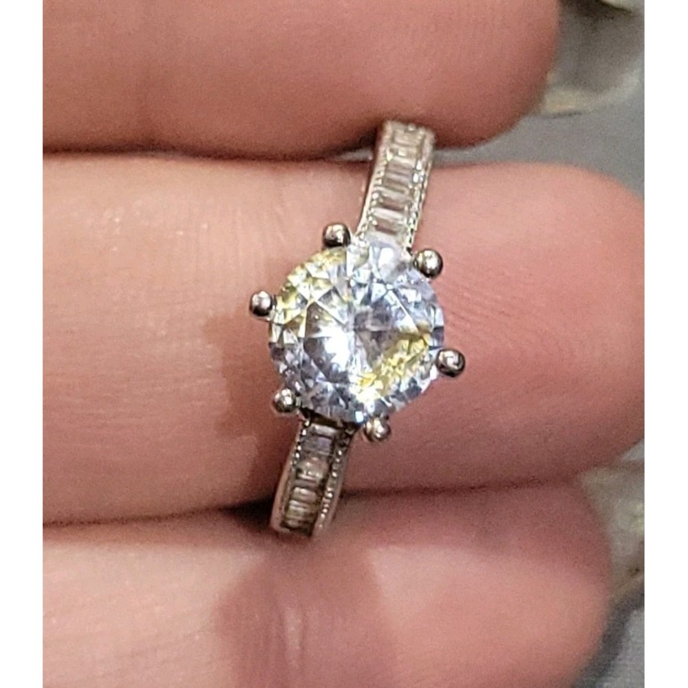 Sterling Silver 925 blue topaz cz ring Size 7.5